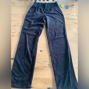 Tek Gear Black Tie Velvet Lounge Pants Relaxed Fit XS Women’s Long NWT‎